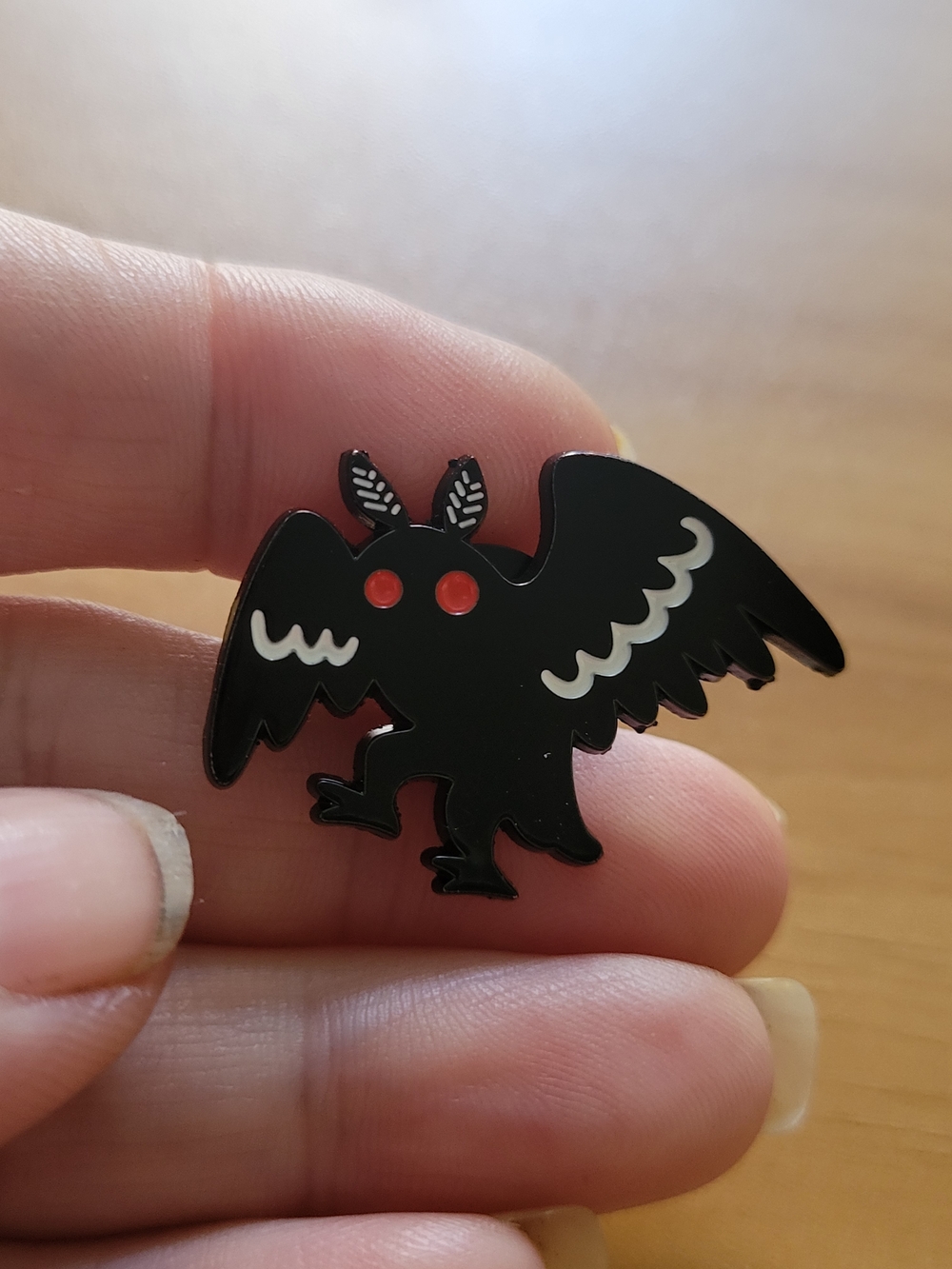 👻BUY 1 GET 1 FREE👻Black Mothman Enamel Brooch with Red Eye Accents